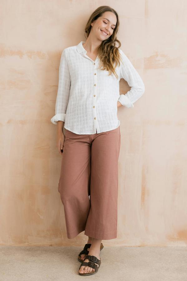 Lily & Me Savannah Textured Seersucker Shirt White