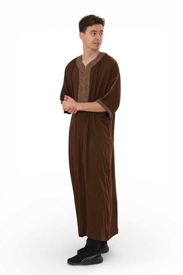 Infinity Leather Men's Ramadan Moroccan Thobe Robe Djellaba Gandoura Eid Jubba- HM67