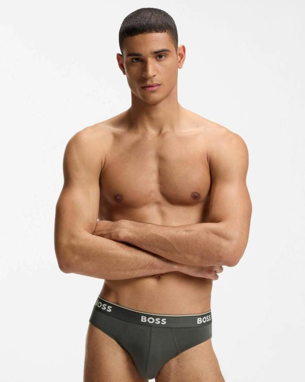 BOSS Orange 3 Pack Mens Power Briefs - Open Blue 487 | CHO | Designer Mens Underwear
