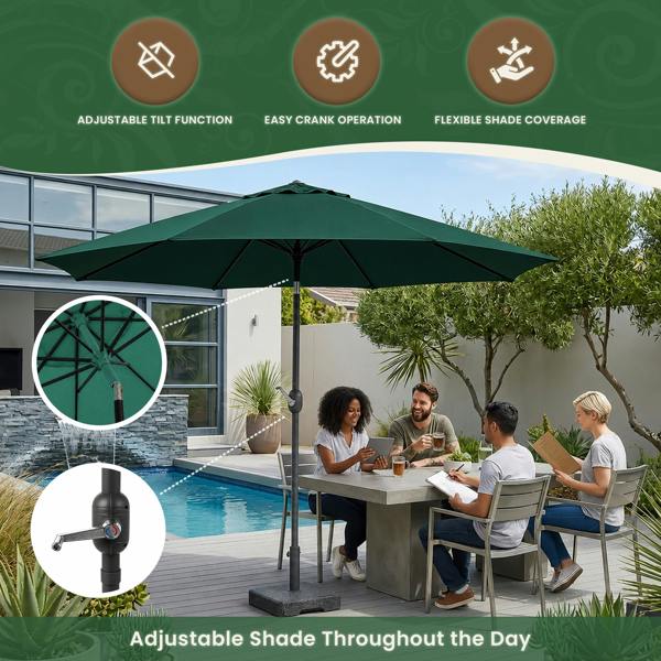 The Garden Marketplace 2.7M Wide Garden Parasol Tilt and Crank