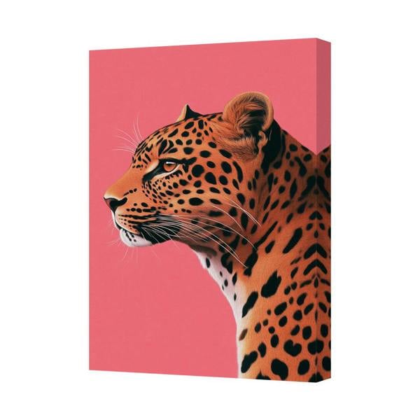 Benjamin Tate Design Jaguar Canvas Art Print Pink Background Gallery Wrapped UK Handmade