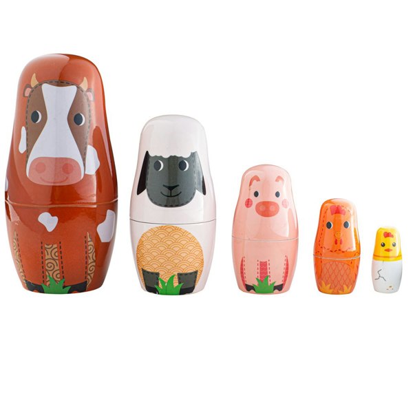 Tidlo Wooden Farm Animal Russian Dolls