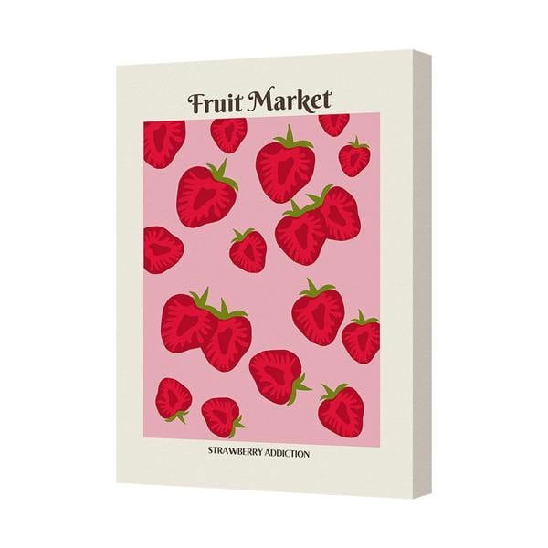 Benjamin Tate Design Fruit Market Strawberry Addiction Canvas Art Print Pink Background