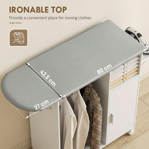 HOMCOM Rolling Ironing Board Cabinet, Foldable Ironing Station with Storage