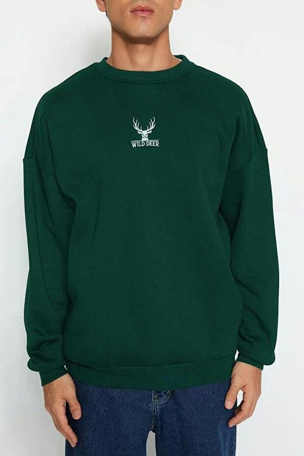 WOVCOR Crew Neck Animal Embroidered Men's Sweatshirt