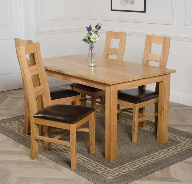That's Furniture Oslo 150 x 90cm Medium Oak Dining Set with Yale Oak Chairs