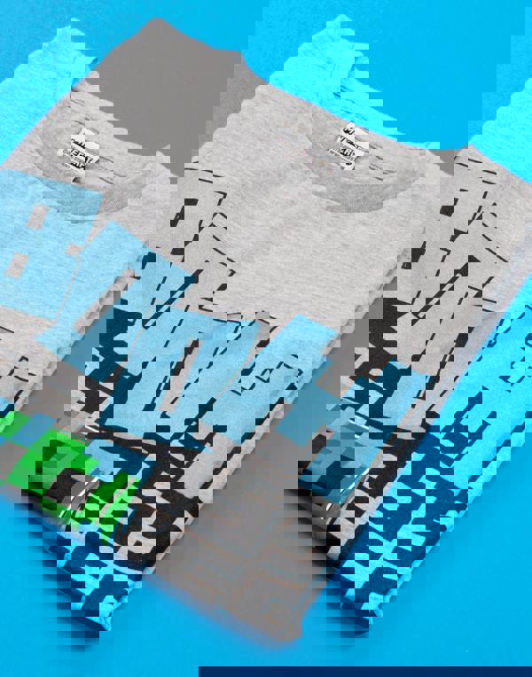 Minecraft Boys Grey Creeper Tnt Boom Placement Print Short Sleeved T-Shirt