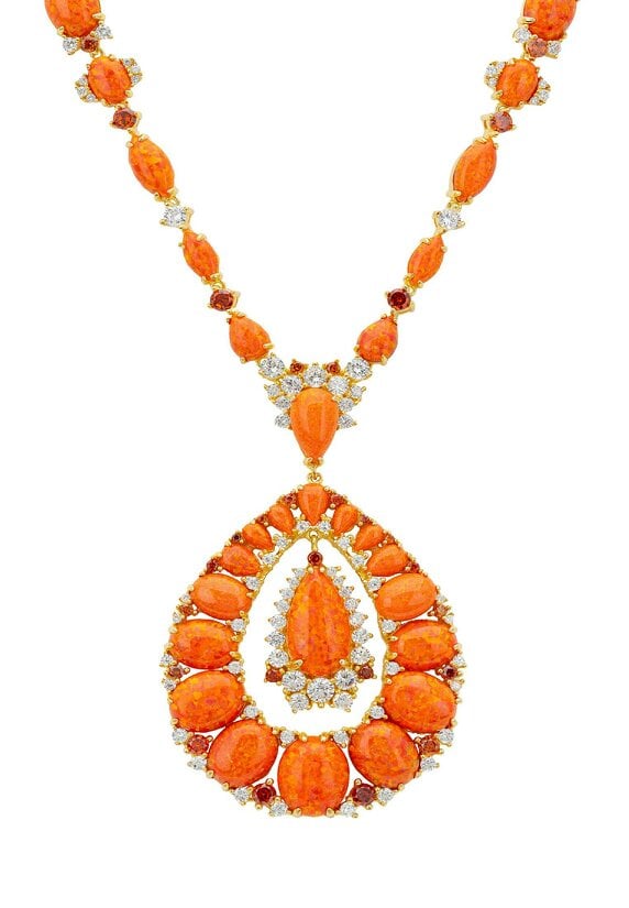 Latelita Paloma Fire Opal Statement Necklace Gold