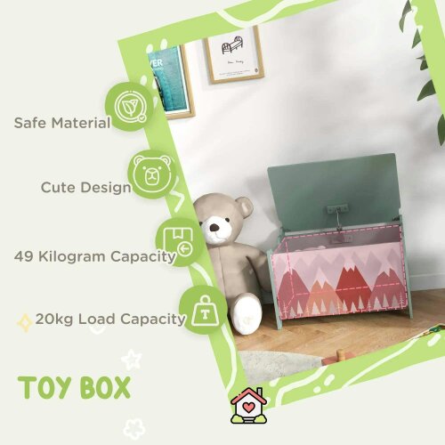 Bobobiy ZONEKIZ Toy Box, Kids Storage Chest, with Lid, Safety Hinge - Green