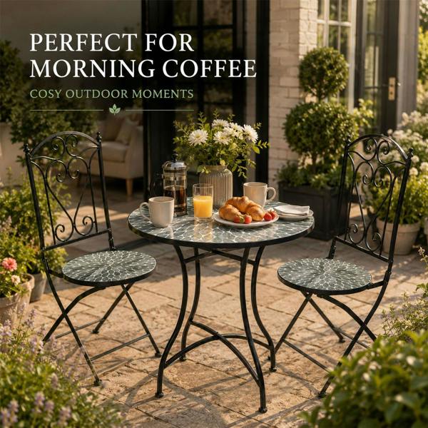 60cm Leaf Mosaic Bistro Set image 9