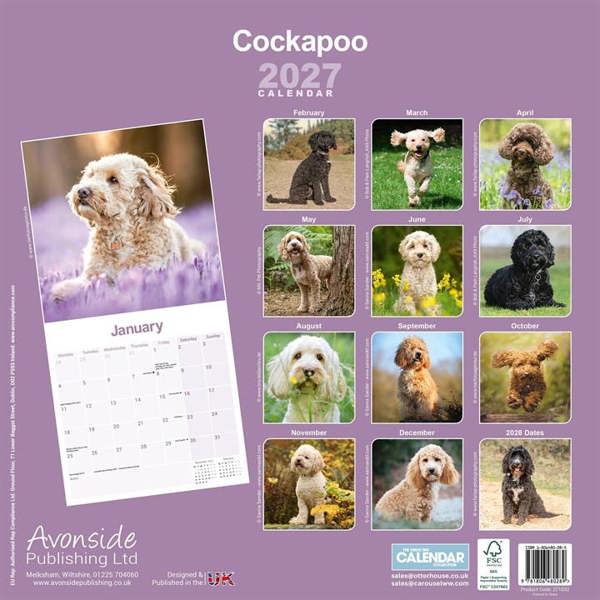 Cockapoo Calendar 2027, Wall Calendars, Month To View, Dogs, Gift