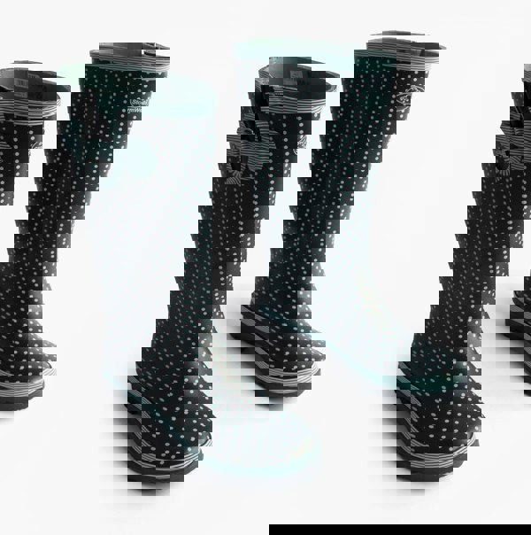 Stormwells DOTTY Womens Rubber Wellington Boots Pale Blue Polka Dot/Navy