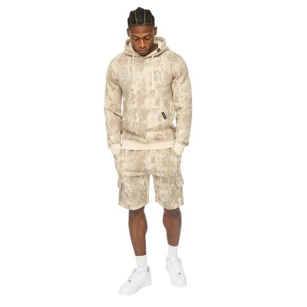 Crosshatch Mens Bardon Camo Cargo Shorts - Light Stone Camo - 