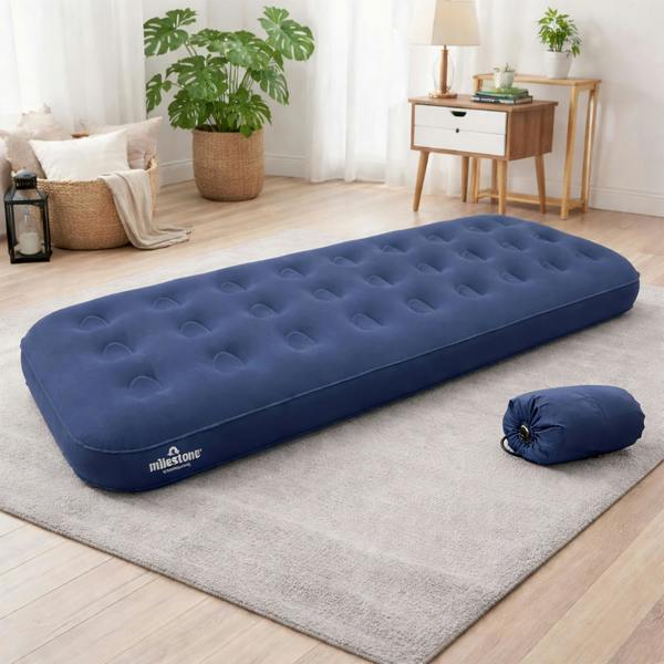 Dragodirect Single Inflatable Flocked Airbed for Home And Camping