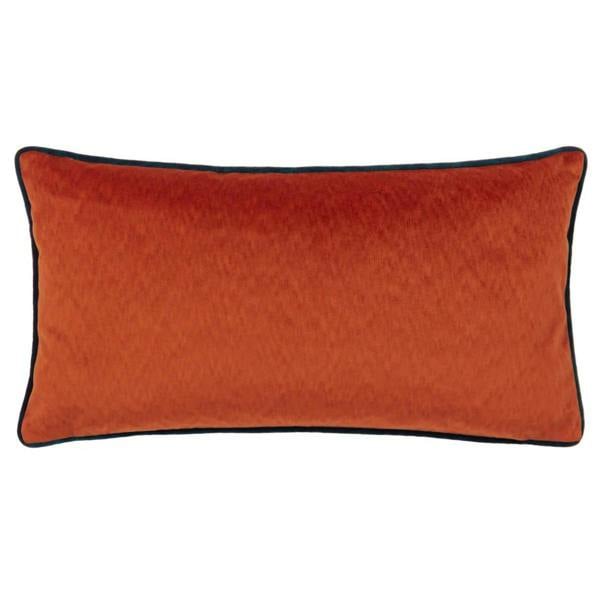 Paoletti Torto Velvet Rectangular Cushion Cover - Brick Red/Teal - 