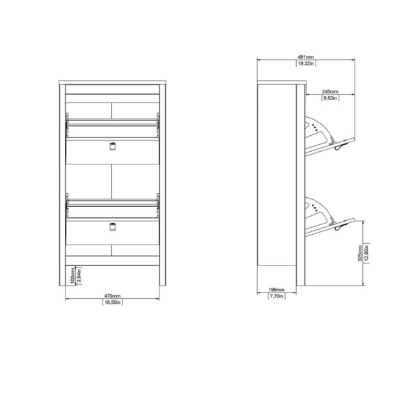 Wyld Haus Wildberry Cashmere Wooden Shoe Cabinet 2 Flip Down Doors