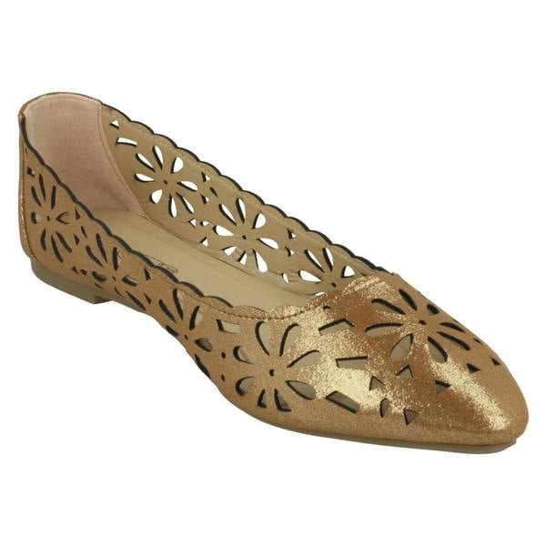 Spot On Ladies Spot On Flower Cut Out Ballerinas F80390