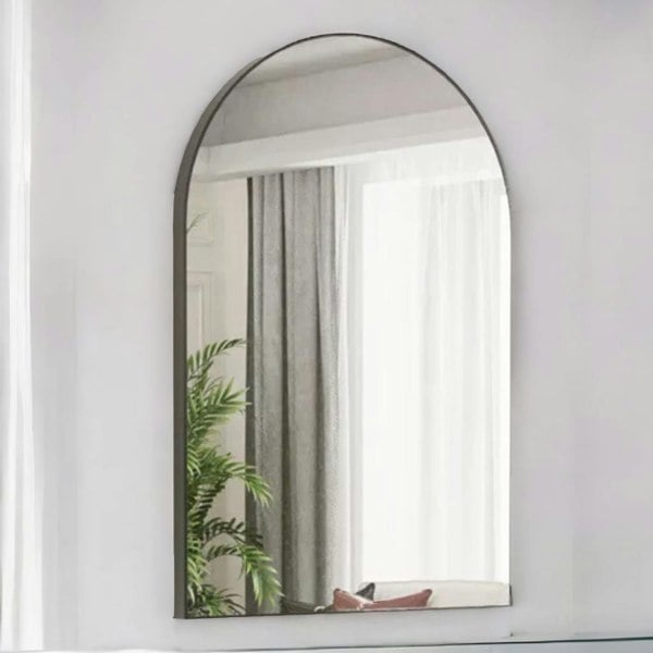 Rafaelo Mobilia Large Arched Aluminium Wall Mirror Black