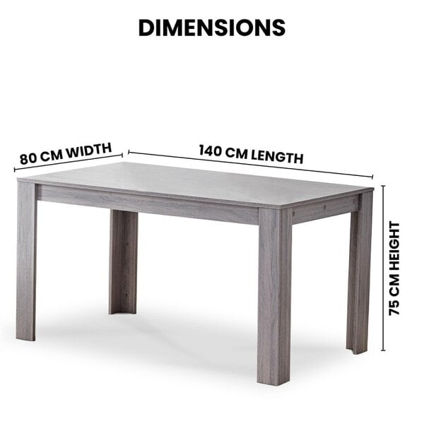 Kosy Koala Light Grey Arrow Pattern Dining Table Set with 4 Grey Velvet Chairs, 140x80x75cm