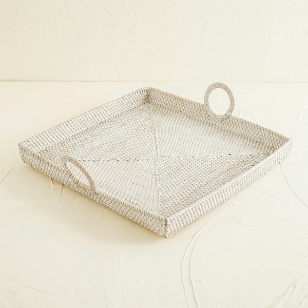 Coastal villa Homeware Decorative Serving Tray Made of Rattan - 3 colours