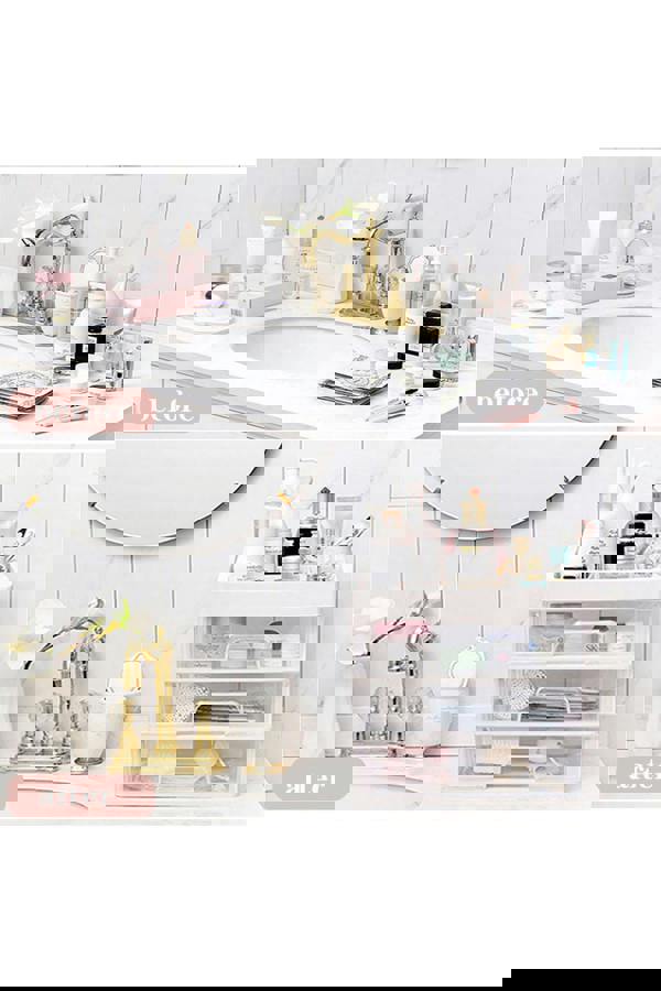 Living and Home Large Capacity Cosmetic Organiser with 3 Drawers for Dressing Table