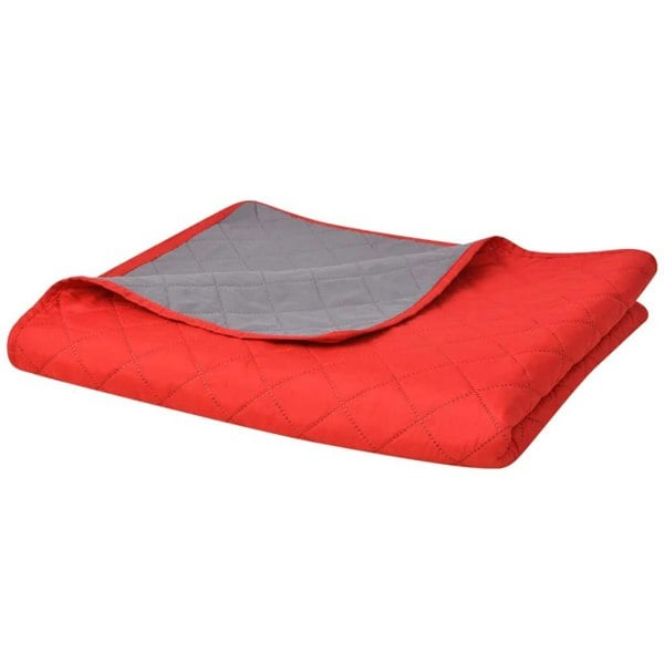 Berkfield Double-sided Quilted Bedspread Red and Grey 220x240 cm
