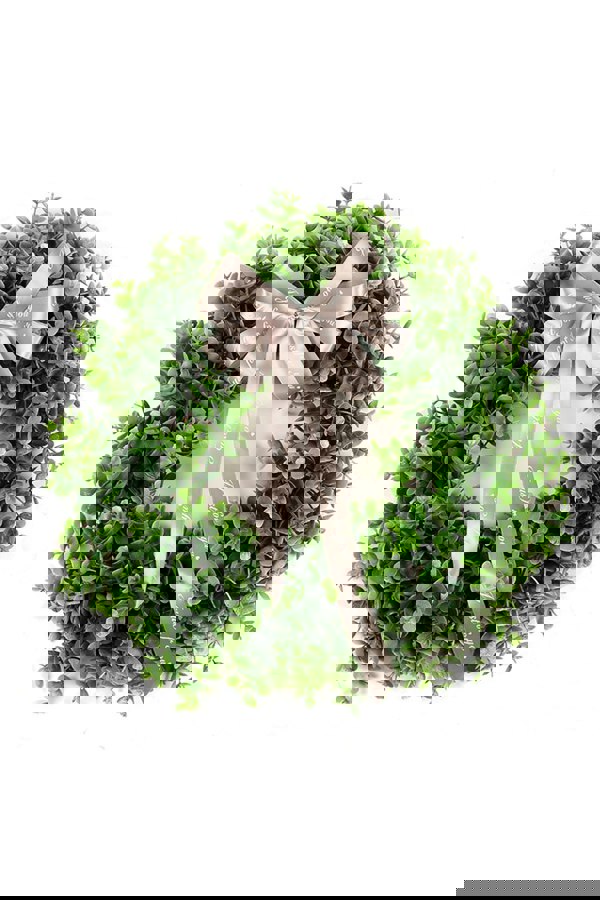 Living and Home 40cm Artificial Eucalyptus Leaf Wreath Decorative Plant with Ribbon