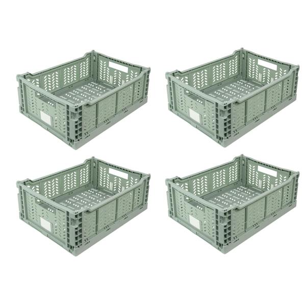 JVL STACKIT - Plastic Foldable Storage Crate -14.5L - Green