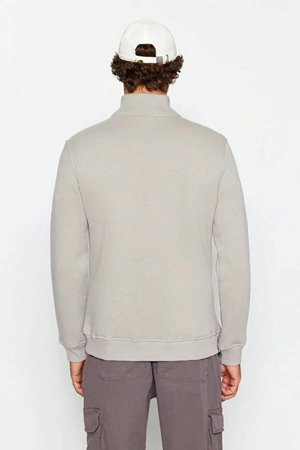 WOVCOR Stand Collar Zippered Basic Men's Sweatshirt