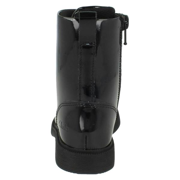 Clarks Girls Clarks Square Toe Patent Military Style Boots Oaklyn Charm