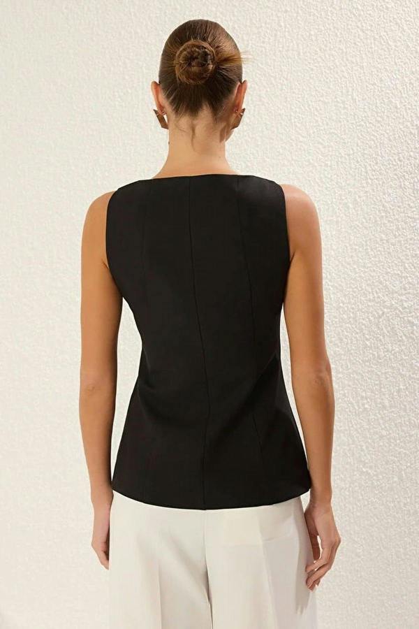 WOVCOR Boat Neck Regular Woven Vest