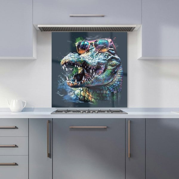 Warren Reed - Designer Crocodile In Glasses Splashart Kitchen Splashback