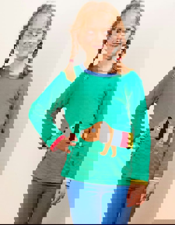 Organic Multi Sausage Dog Applique T-Shirt - Toby Tiger UK Retail