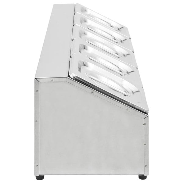 Berkfield Gastronorm Container Holder with 5 GN 1/6 Pan Stainless Steel