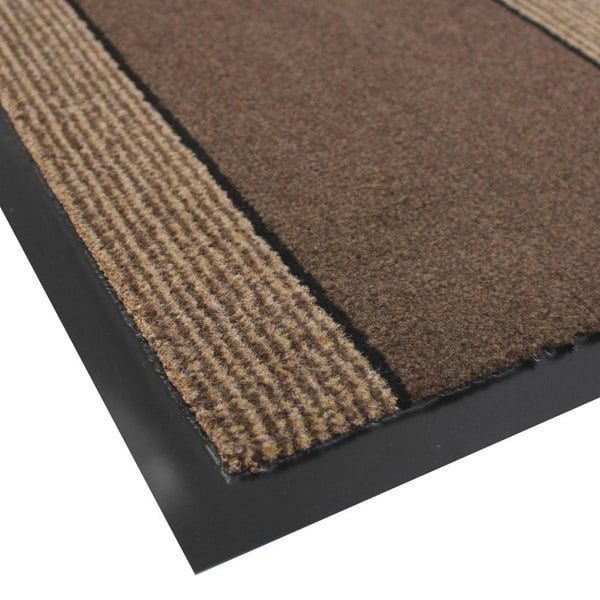 JVL Miracle Machine Washable with Stripes Barrier Mat, 60x90cm, Brown