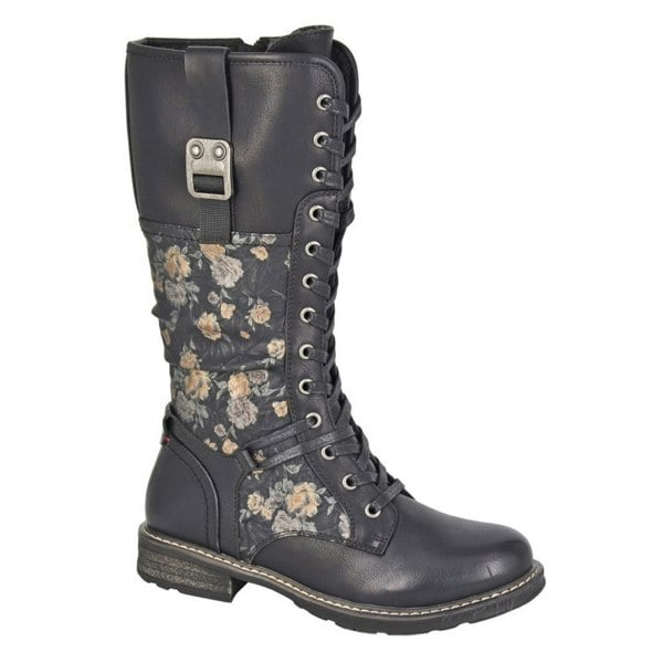 Cipriata Womens Floral Calf Boots - Black