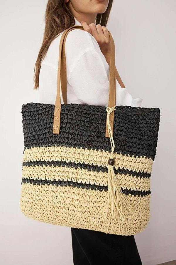 WOVCOR Large Woven Straw Shoulder Bag for Women