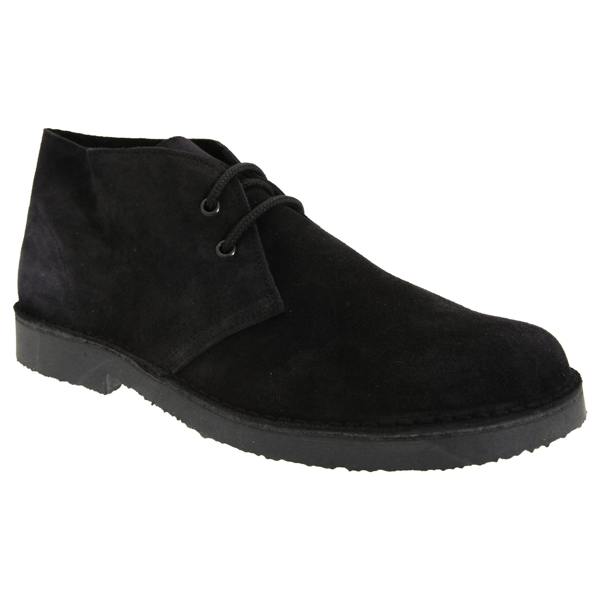 Roamers Mens Real Suede Round Toe Unlined Desert Boots - Black - 