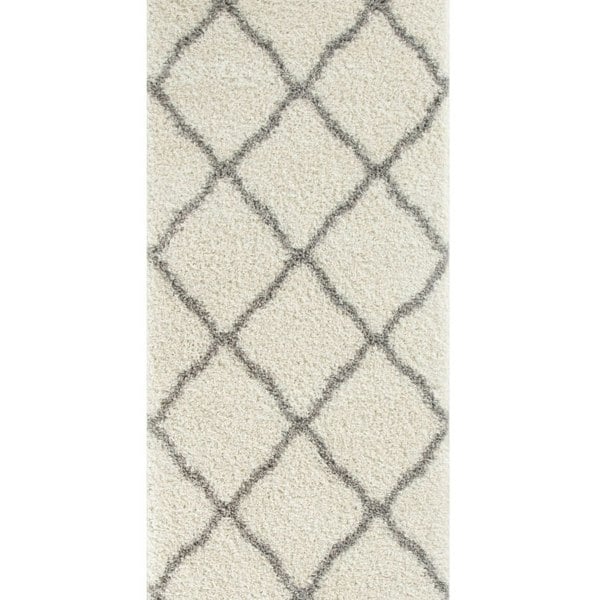 Moroccan Design Thick Shaggy Area Rugs Ivory