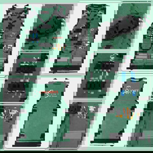 deAO Construction Role Play Costume Set - Builder Vest, Safety Helmet, Toy Tools & Accessories for Kids