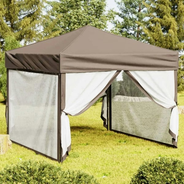 Berkfield Folding Party Tent with Sidewalls Taupe 3x3 m