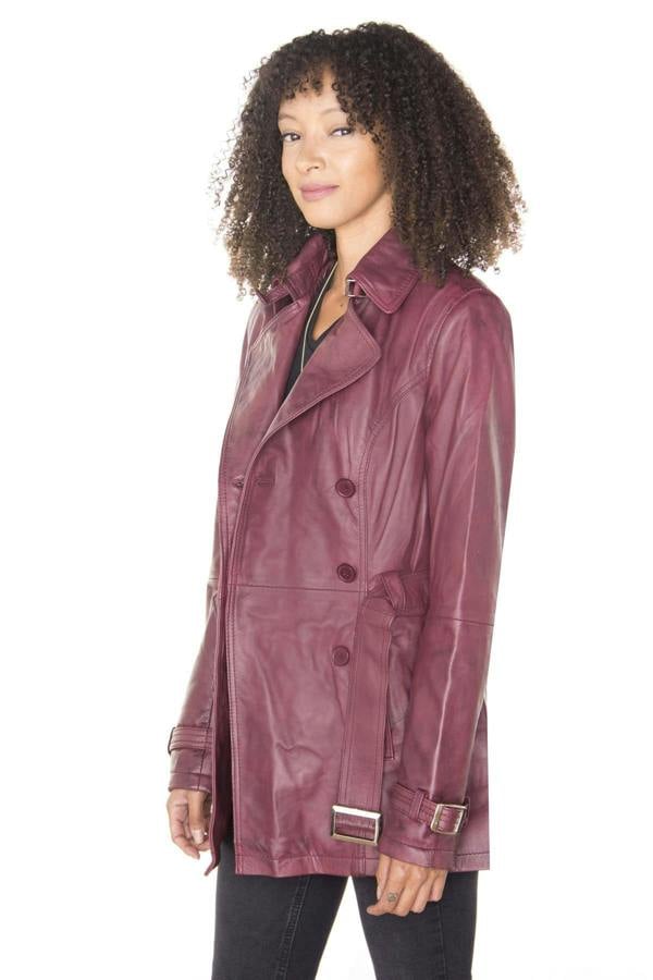 Infinity Leather Womens Nappa Leather Trench Coat-Mosul