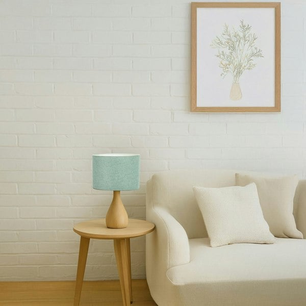 Modern and Elegant Mint Plain Linen Fabric Drum Lamp Shade Maximum Image 7