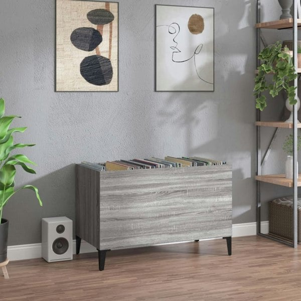 Berkfield Record Cabinet Grey Sonoma 74.5x38x48 cm Engineered Wood