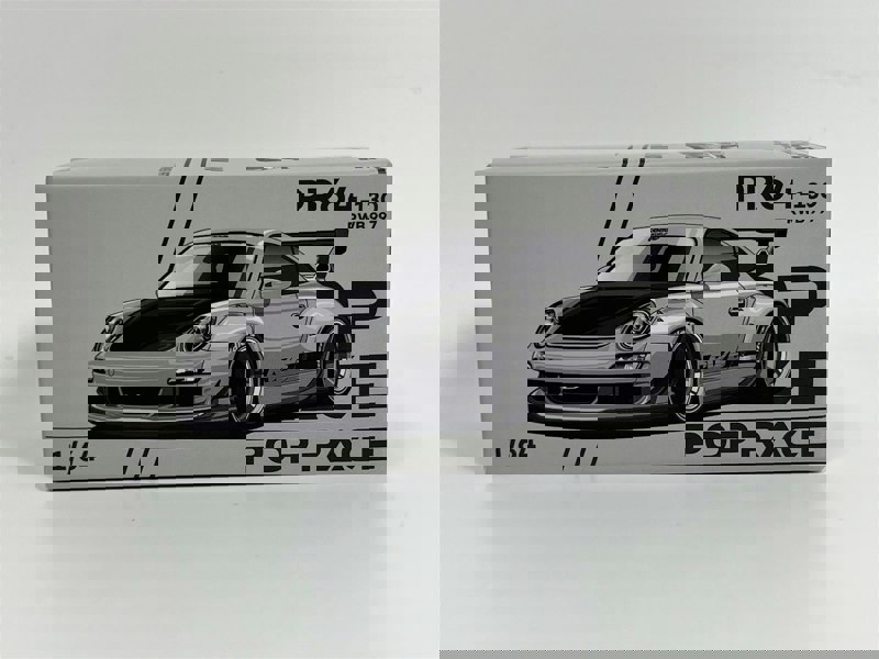 Pop Race Porsche RWB 997 Silver 1:64 Scale Pop Race PR640130