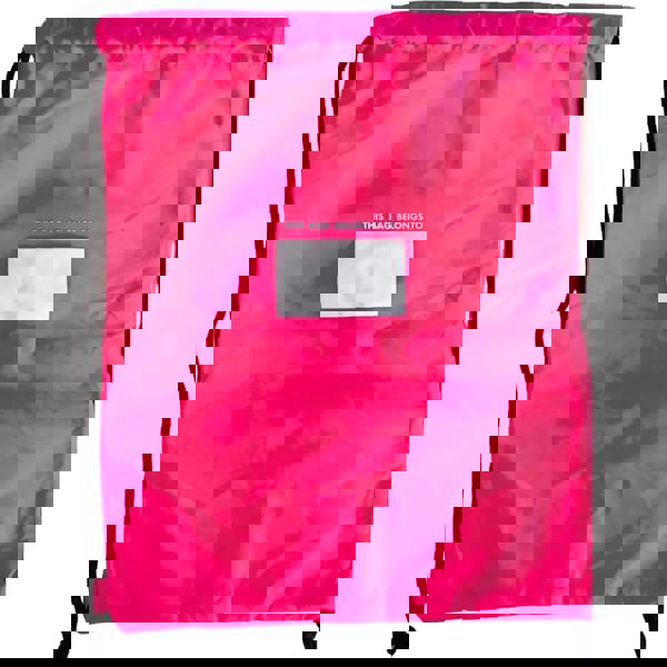 Neon pink HydroKidz drawstring swim bag with mesh pocket, 5cm depth