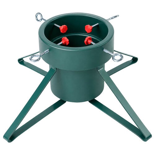 Green Christmas Tree Stand with 1.8L Water Tank, Fits Trees up to 2m, 4 Clamp Screws for 50-120mm Trunks, Steel Legs