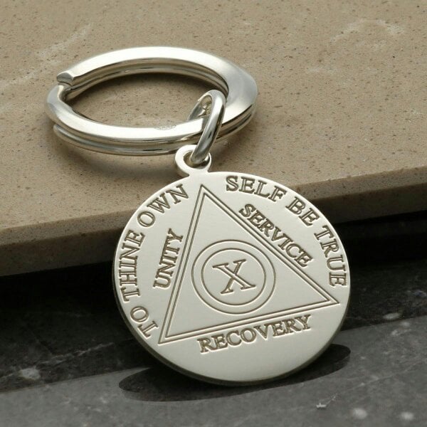 Christopher James of London Sterling Silver Sobriety Recovery Keyring