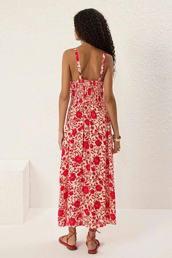 WOVCOR Floral Midi Woven Dress