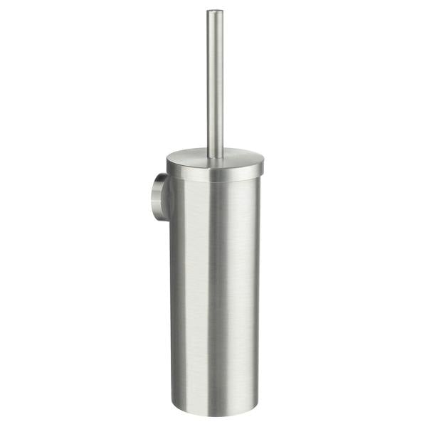 Brushed nickel toilet brush and holder